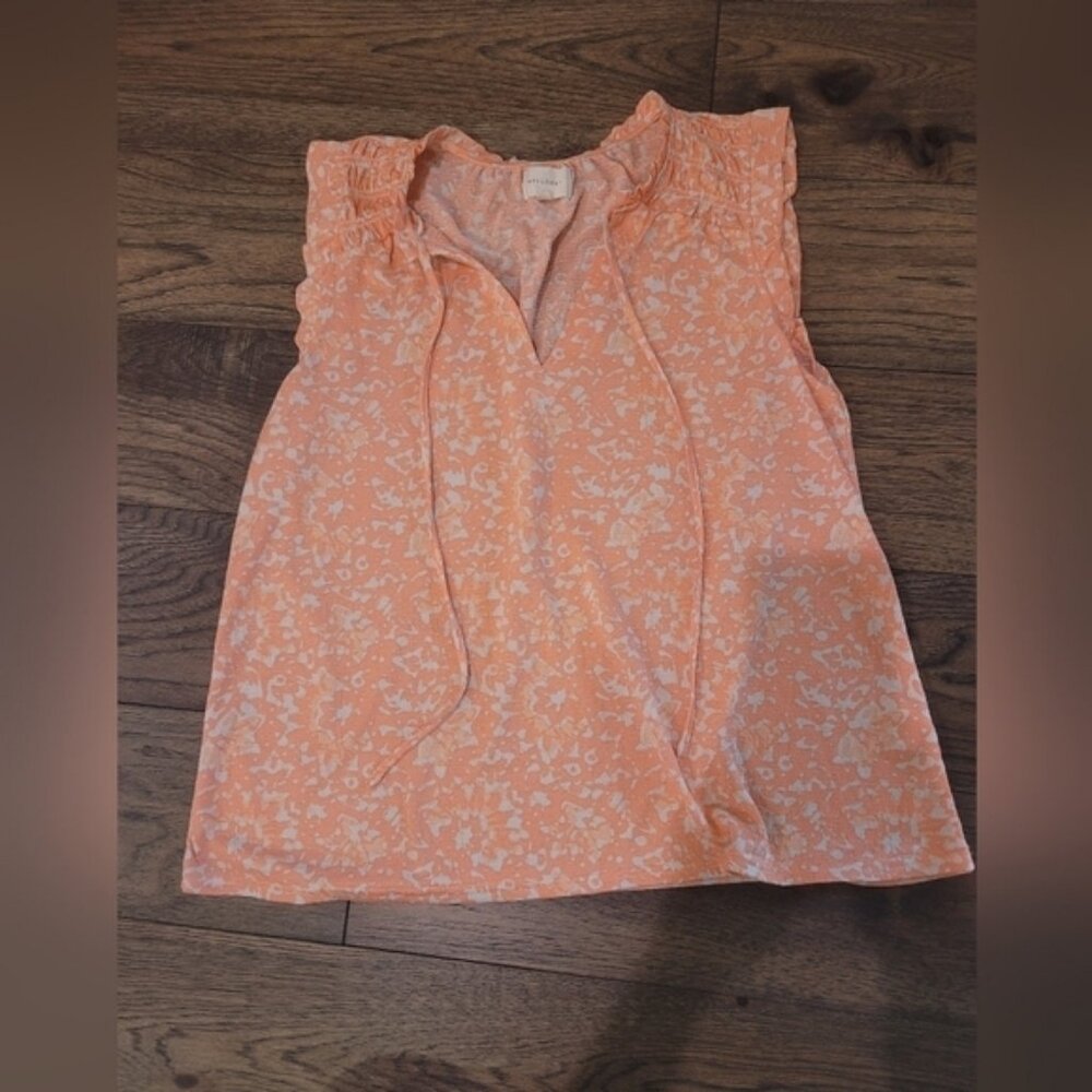 Melloday Coral Orange Patterned Blouse Top